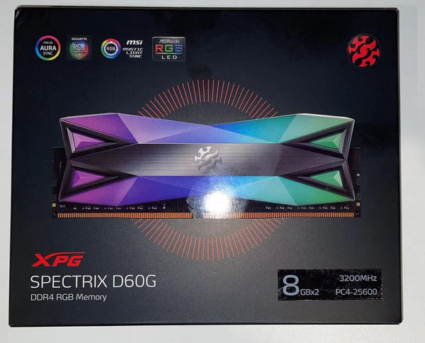 Adata XPG Spectrix D60G 16GB (2x8GB) DDR4 3600Mhz RGB Desktop RAM - Tungsten Grey